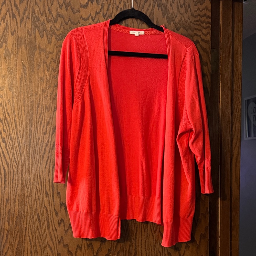 Maurices Vibrant Coral Open Cardigan